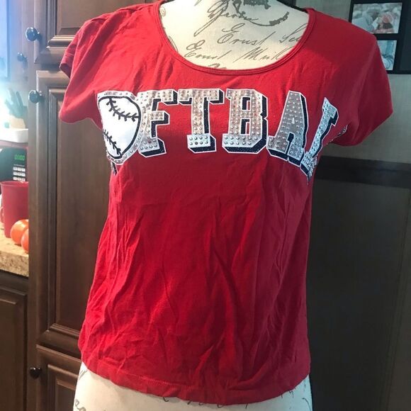 Justice Red Crop Top Softball Size 14 - Picture 2 of 11